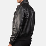 Black Leather Bomber Jacket
