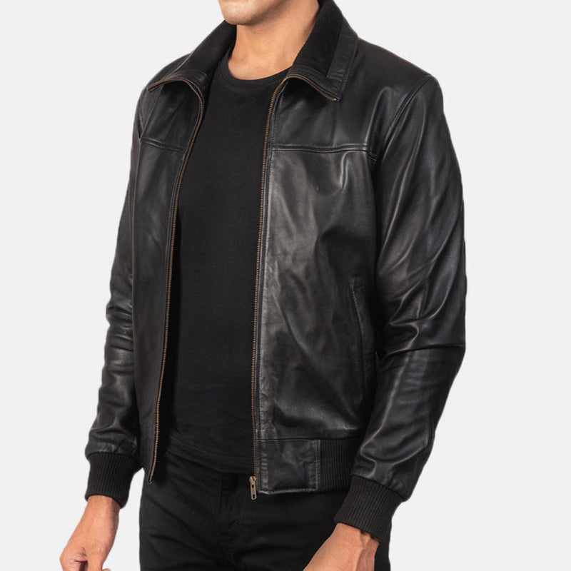 Men's Leather Bomber Jacket