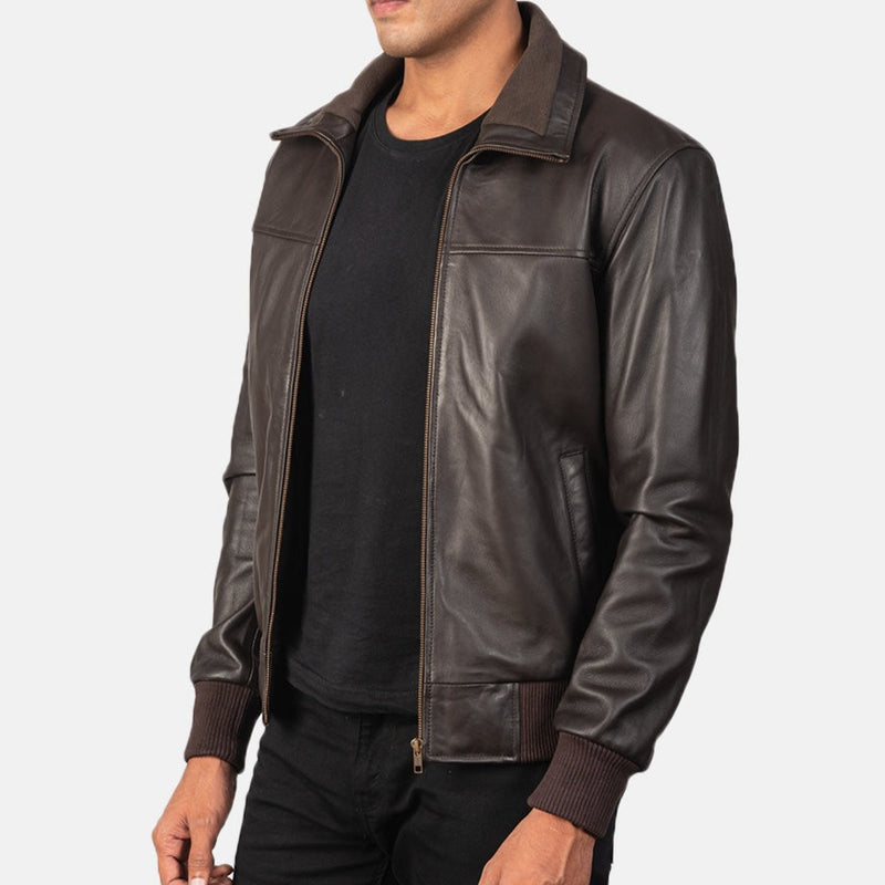 Men's Leather Bomber Jacket