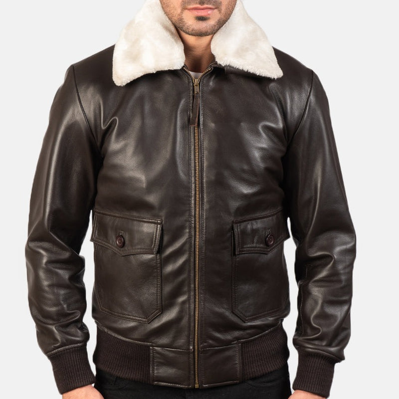G-1 Brown Leather Bomber Jacket