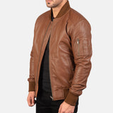 Leather bomber jacket