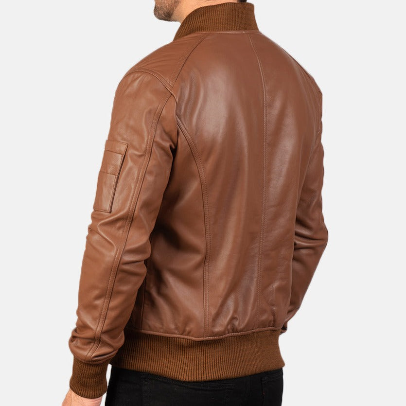 Men's Leather Bomber Jacket