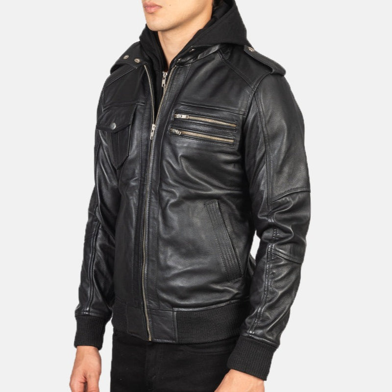 Black Bomber leather jacket