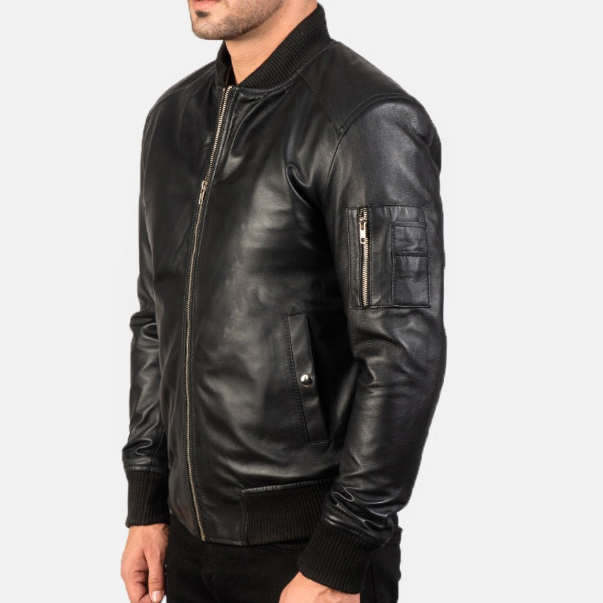 Men's Leather Bomber Jacket