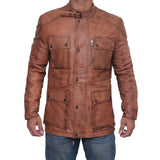 Chocolate Brown Panther Four Pocket Leather Jacket