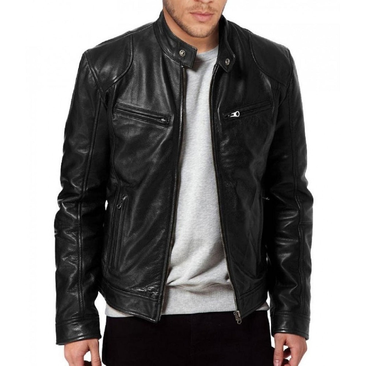 Lambskin leather jacket | Lambskin Leather Jacket Mens | Genuine Leather Jacket | Mens Jacket