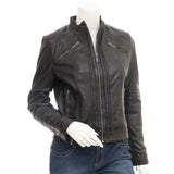 Dark Brown Stylish Leather Jacket for Women