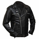 Walking Dead Black Biker Leather Motorcycle Jacket