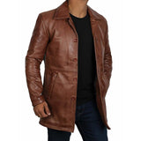Distressed Leather Jacket Coat Men
