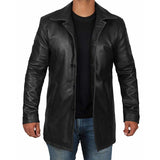 Coat Style Black Leather Jacket for Men