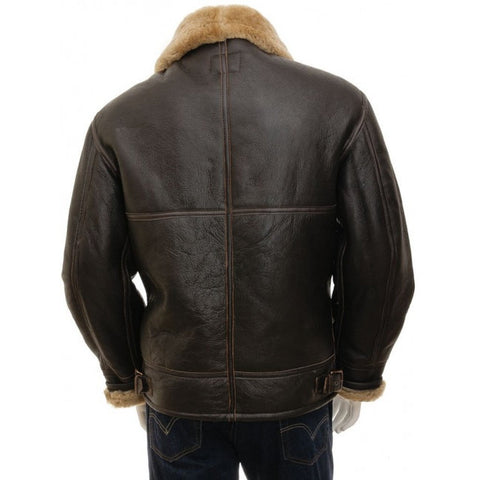 Shearling Aviator Brown Genuine Leather jacket Men - Leather Jacket
