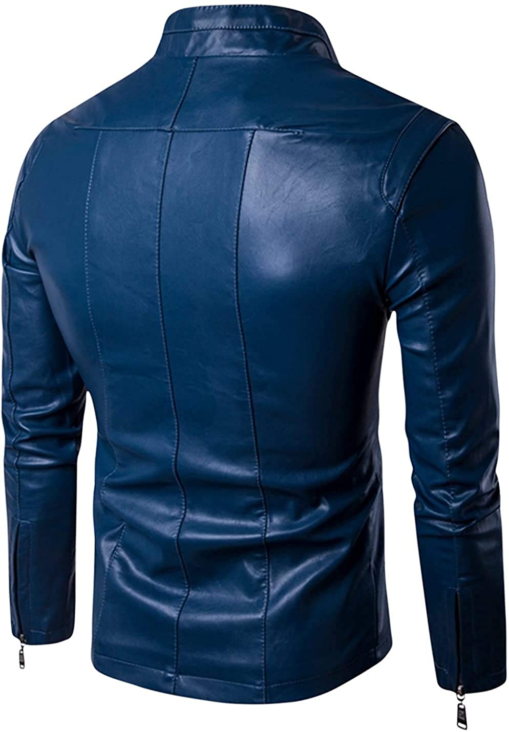 Mens Slim Fit Genuine Sheepskin Leather Jacket New Style In Sky Blue