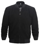 Adamsville Mens Black Suede Leather Bomber Jacket