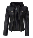 Black Leather Jacket With Hood