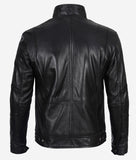 Moffit Mens Black Leather Biker Jacket