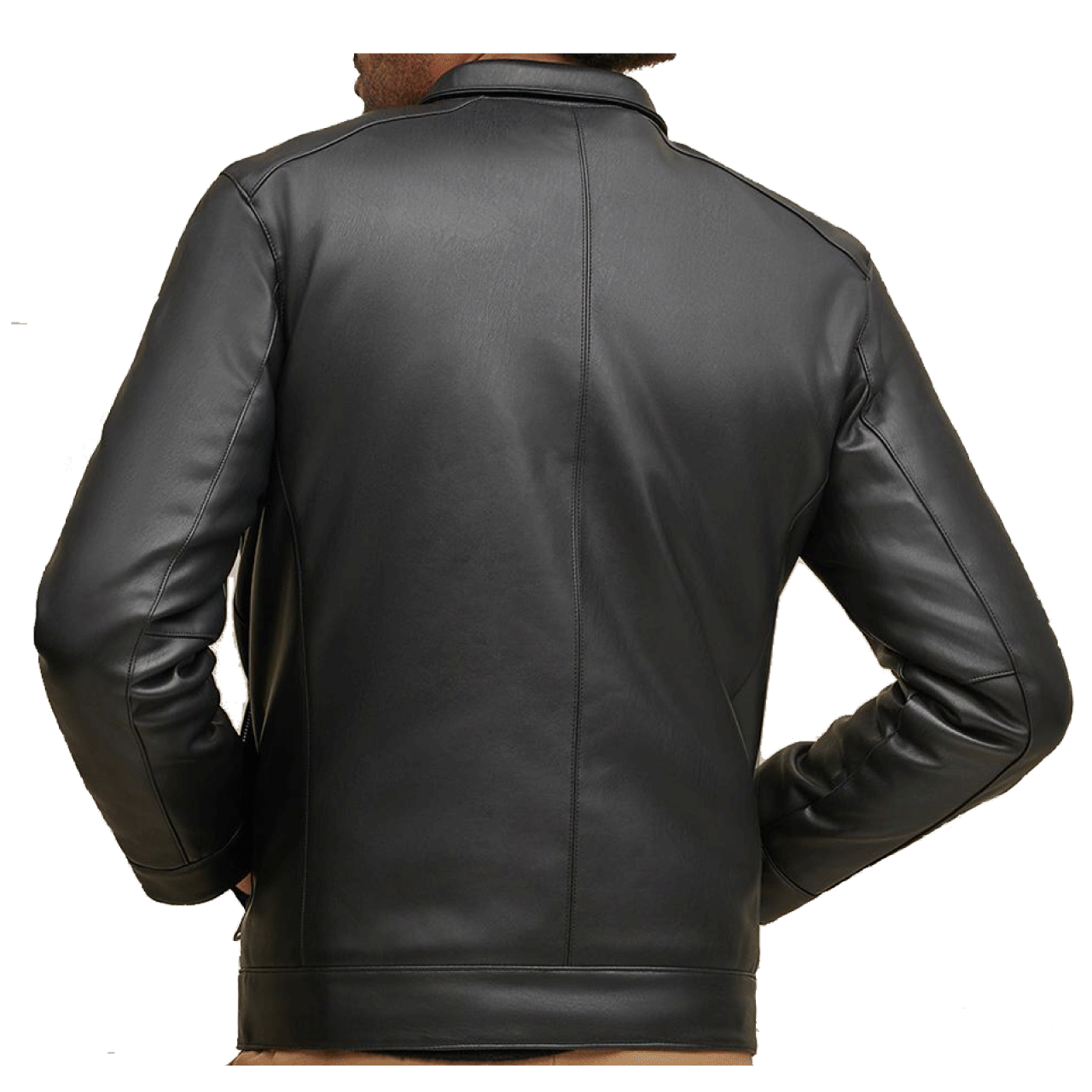 Black Bomber Hooded Genuine Lambskin Leather Jacket Men