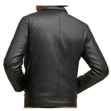 Black Bomber Hooded Genuine Lambskin Leather Jacket Men