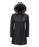 Long Black Leather Coat With Fur