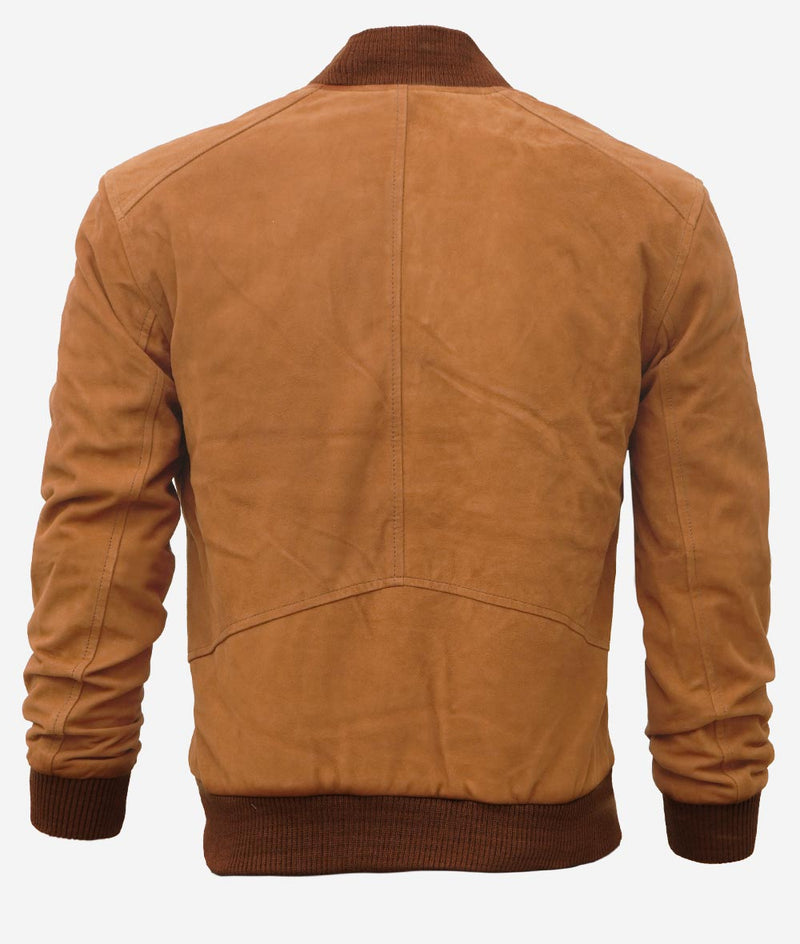 Adamsville Mens Suede Brown Leather Bomber Jacket