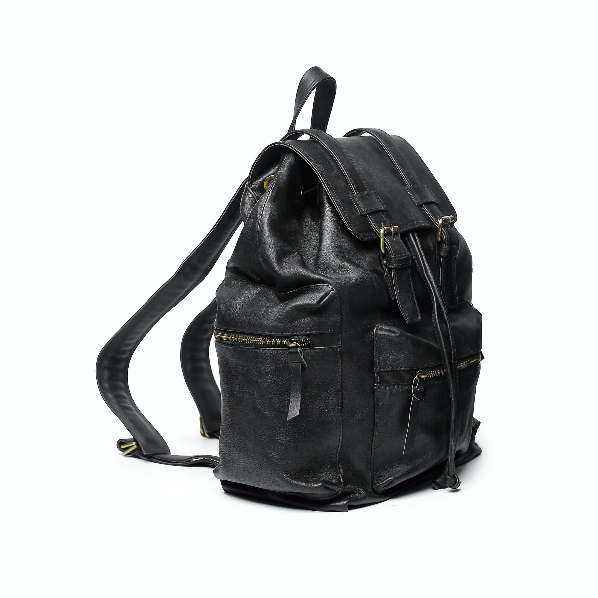 Vintage Black Leather Backpack