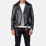 BIKER-1429 MUSH Black Leather Biker Jacket
