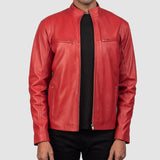 Red Leather Biker Jacket