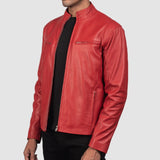 Red Leather Biker Jacket