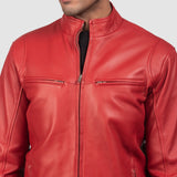 Red Leather Biker Jacket