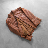 Brown Leather Biker Jacket