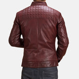 Dee Maroon Leather Biker Jacket