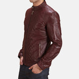 Dee Maroon Leather Biker Jacket