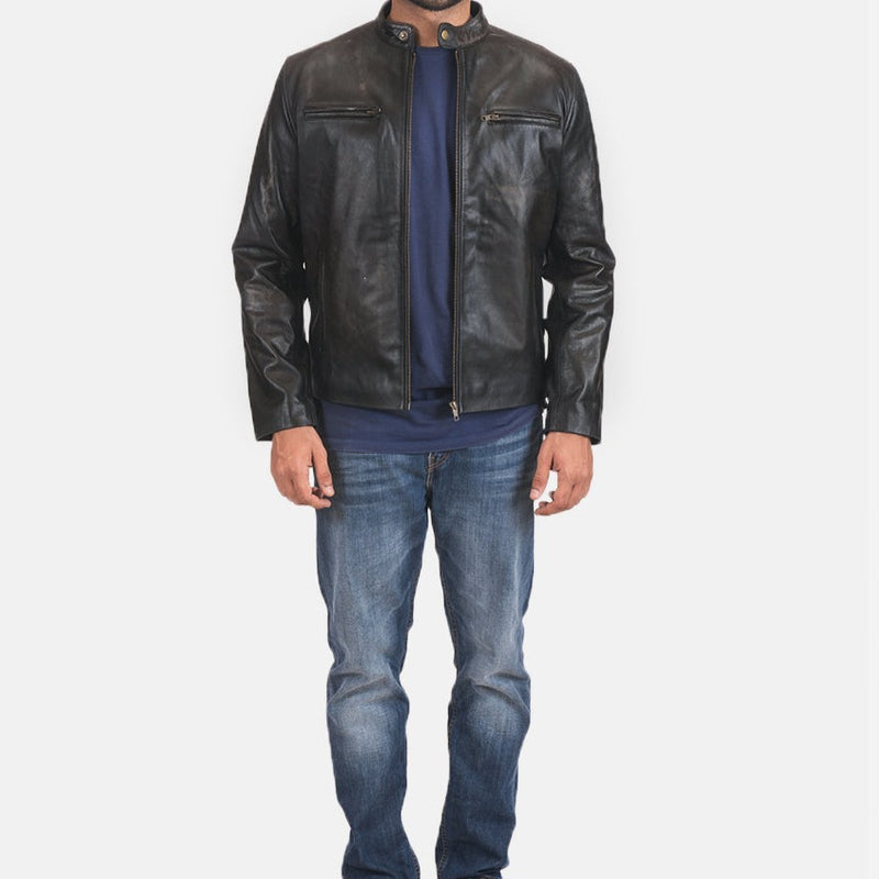 mens real Leather Biker Jacket