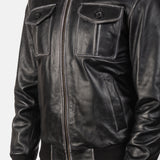 Black Leather Bomber Jacket