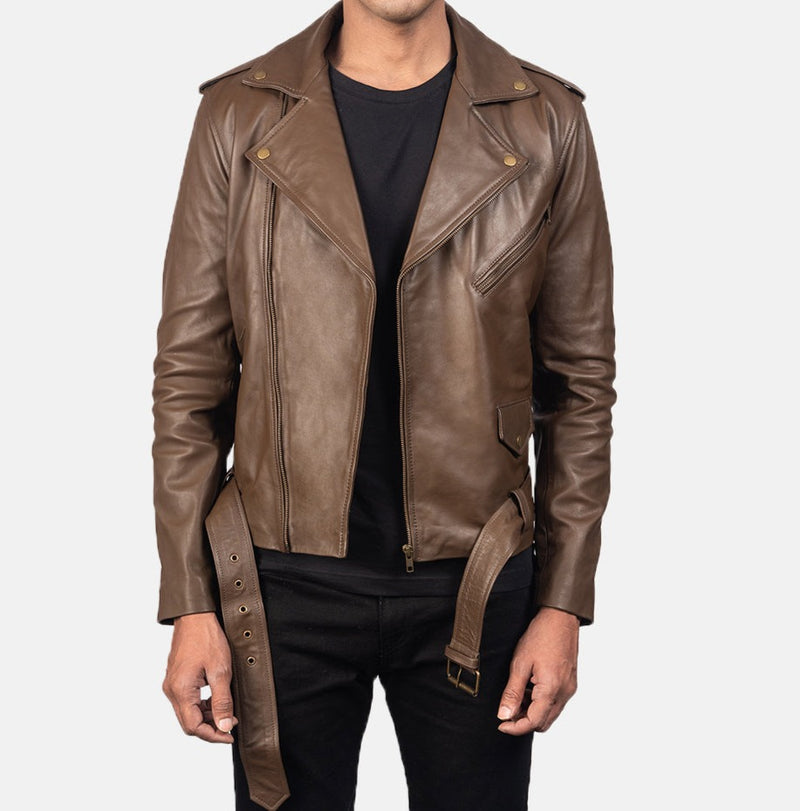 Distressed leather jacket