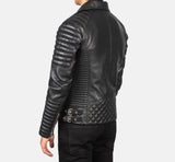Black leather biker jacket