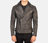 BIKER-1411 MUSH Distressed Brown Leather Biker Jacket