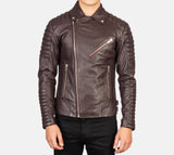 BIKER-1412 MUSH Maroon Leather Biker Jacket