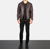 Maroon Leather biker Jacket