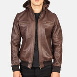 2412 Mush Brown Leather Bomber Jacket