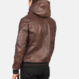 Brown Leather Bomber Jacket