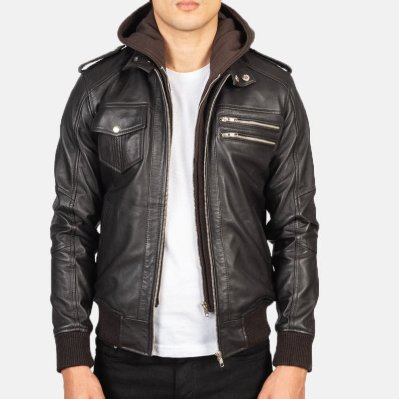  Hooded Leather Jacket