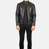 BIKER-1415 MUSH Black Leather Biker Jacket