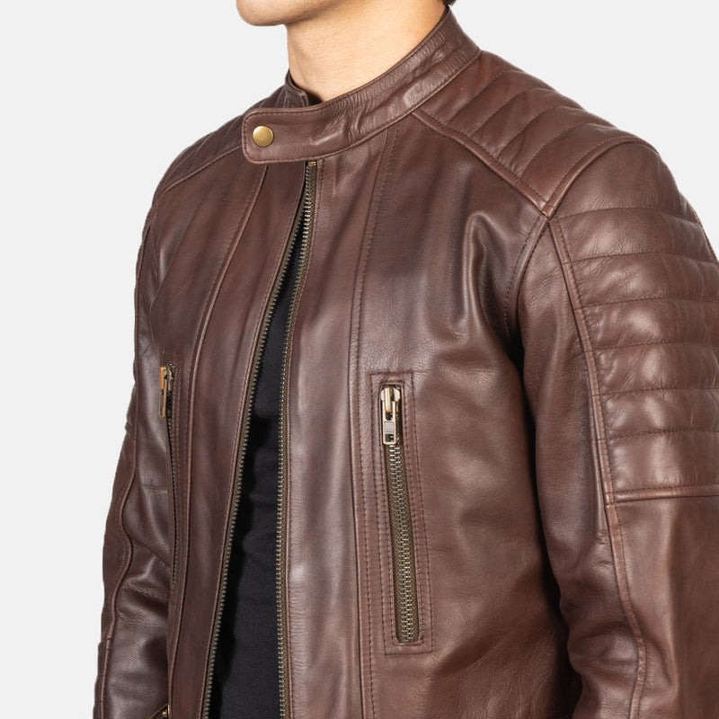 Brown Leather Biker Jacket