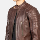 BIKER-1416 MUSH Brown Leather Biker Jacket