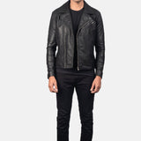 Quilted Black Leather Biker Jacket