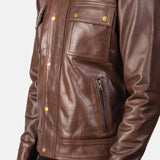 Brown Leather Biker Jacket