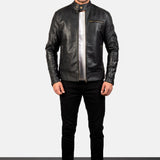 BIKER-1420 MUSH Black Leather Biker Jacket
