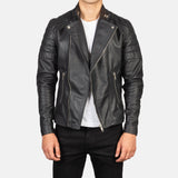 Asymmetrical genuine Leather Jacket men