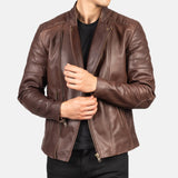  Brown Leather Biker Jacket