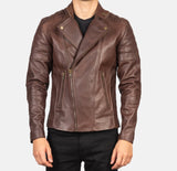 Asymmetrical Leather Biker Jacket Mens